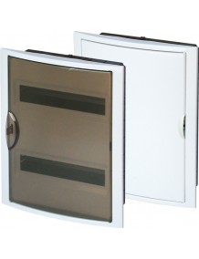 Enclosure, plastic, white, flush mounted, 28 moduls (14x2), Dim. 362 (W) x 436 (H) x 102 (D) mm, IP40, with N and PE terminals
