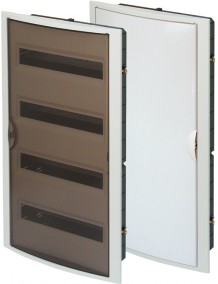 Enclosure, plastic, white, flush mounted, 56 moduls (14x4), Dim. 363 (W) x 687 (H) x 102 (D) mm, IP40, with N and PE terminals