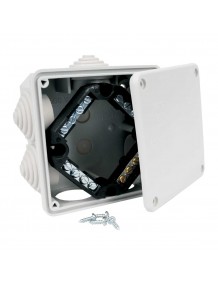Box, surface mounted, distribution box, IP54, 116 x 116 x 55 mm, with terminal plate, light grey RAL 7035 8111_KA