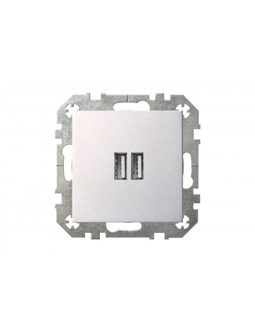 Socket, USB, double, without frame, silver