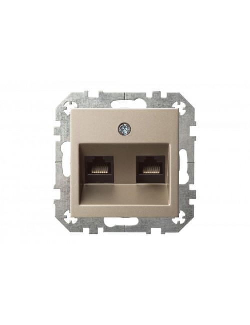 როზეტი, RJ45, cat. 6, ორიანი, ჩარჩოს გარეშე, შამპანურისფერი