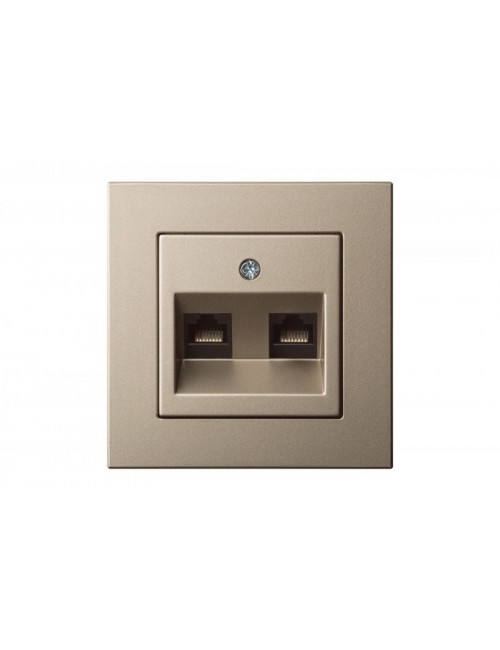 როზეტი, RJ45, cat. 6, ორიანი, ჩარჩოს გარეშე, შამპანურისფერი