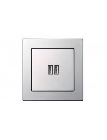 Socket, USB, double, without frame, silver