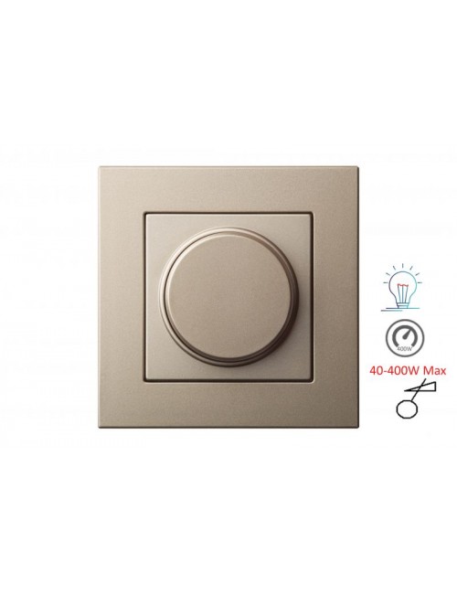 დიმერი, უნივერსალური, 40-400W, LED, ჩარჩოს გარეშე, შამპანურისფერი Retro ISR-002-01.E/CH დიმერი, უნივერსალური, 40-400W, LED, ჩარჩოს გარეშე, შამპანურისფერი Retro ISR-002-01.E/CH