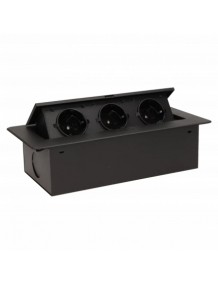 Flush-fitting furniture socket, black; Set: 3 pcs. Sockets